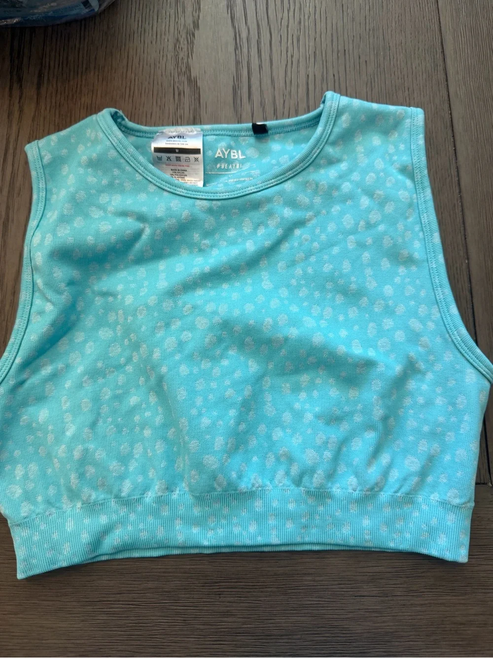 AYBL Aqua Floral Crop Sports Bra Sz M